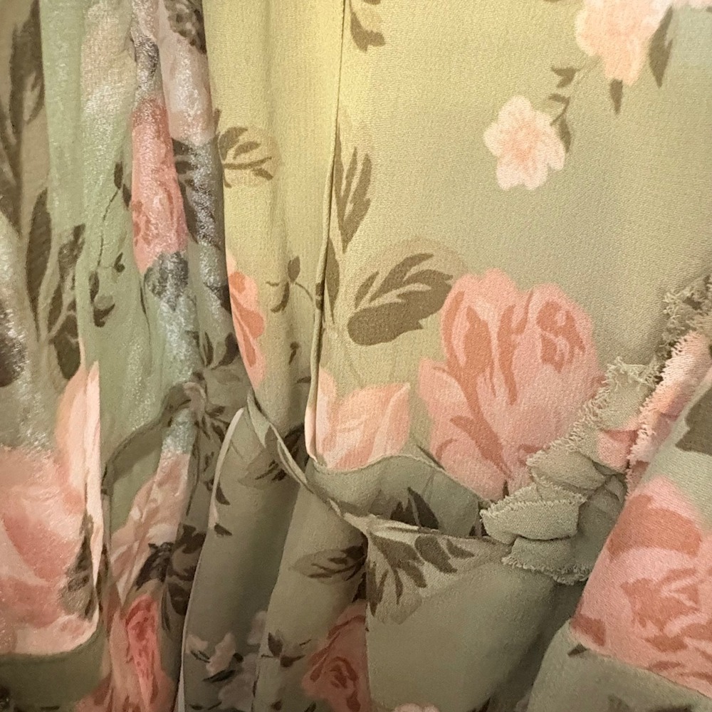 Reformation Gwenyth Midi Wrap Dress Athena Romantic Floral Print Green Pink Med - Picture 8 of 14